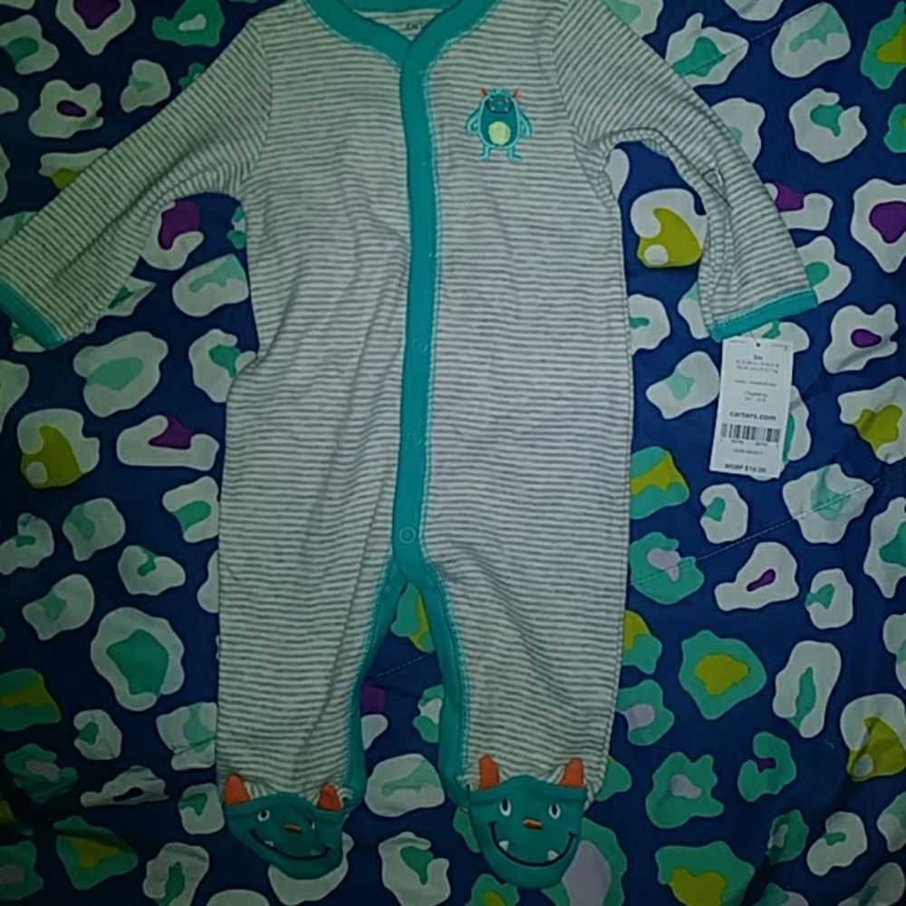 Carter's NWT Striped Monster Pajamas